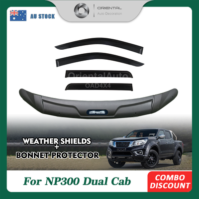 Injection modeling Bonnet Protector & Injection Weathershield Weather Shields Window Visor for Nissan NP300 D23 Dual Cab 2015-2020