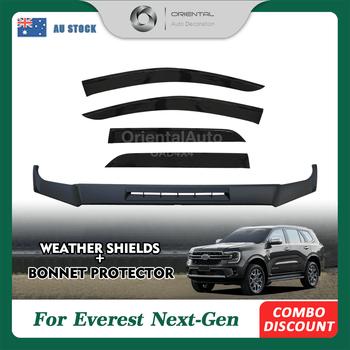 Bonnet Protector & Injection Weather Shields for Ford Everest Next-Gen 2022-Onwards
