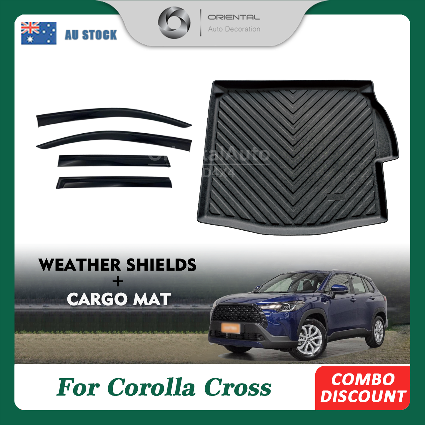 Injection Weathershields & 3D TPE Cargo Mat for Toyota Corolla Cross Hybrid 2022-Onwards Weather Shields Window Visor Boot Mat
