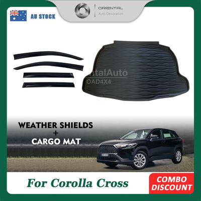 Injection Weathershields & 3D Cargo Mat for Toyota Corolla Cross Petrol 2022-Onwards Weather Shields Window Visor Boot Mat