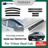 Weather Shields & Door Sill Protector for Mitsubishi Triton MQ MR Dual Cab 2015-2024