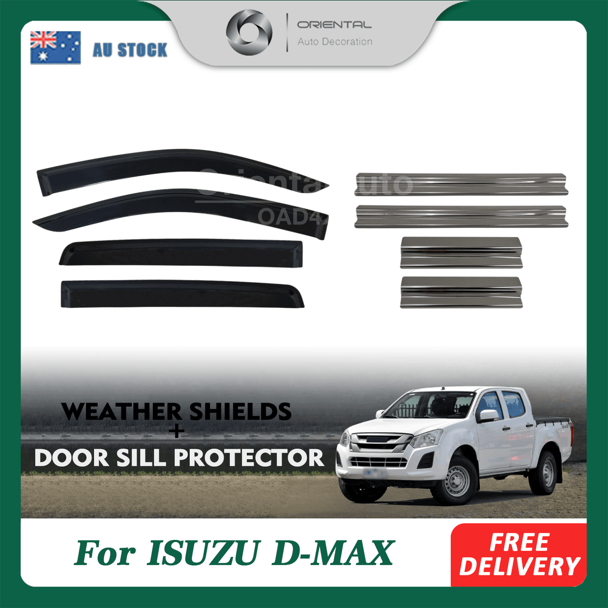 Weather Shields & Door Sill Protector for ISUZU D-MAX / DMAX Dual Cab 2012-2020