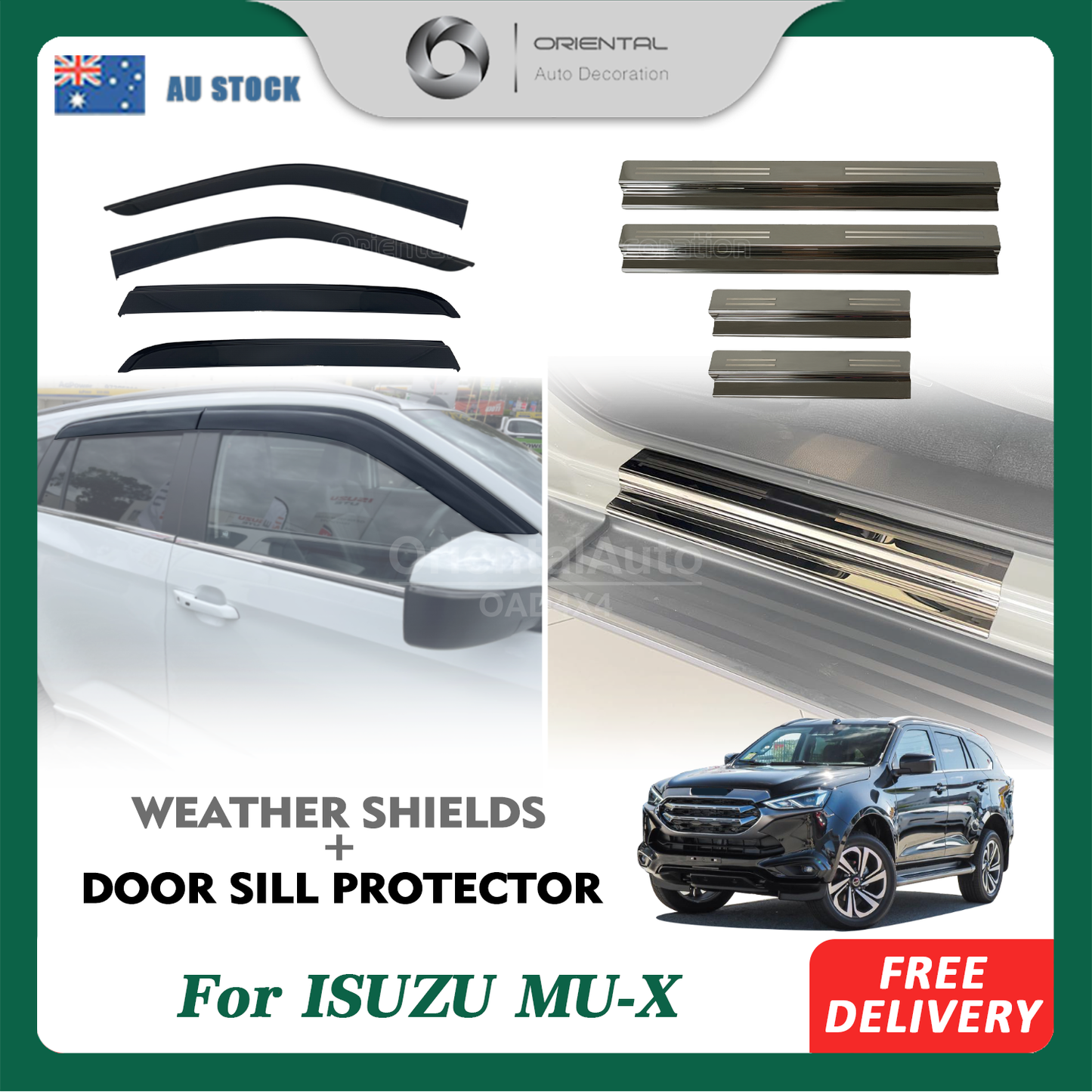 Injection Weather Shields & Stainless Steel Door Sills For ISUZU MUX MU-X 2021-Onwards Window Visors Weathershields Scuff Plates