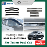 Weather Shields & Door Sill Protector for Mitsubishi Triton MQ MR Dual Cab 2015-2024