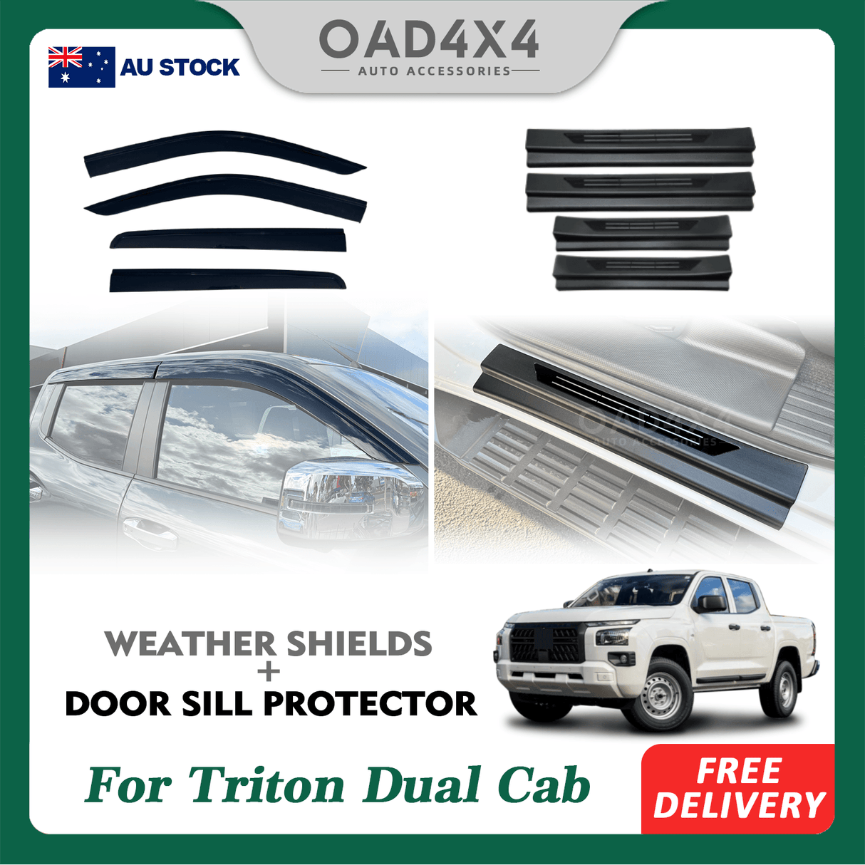 Weather Shields & Door Sill Protector for Mitsubishi Triton MV All-New Dual Cab 2024-Onwards