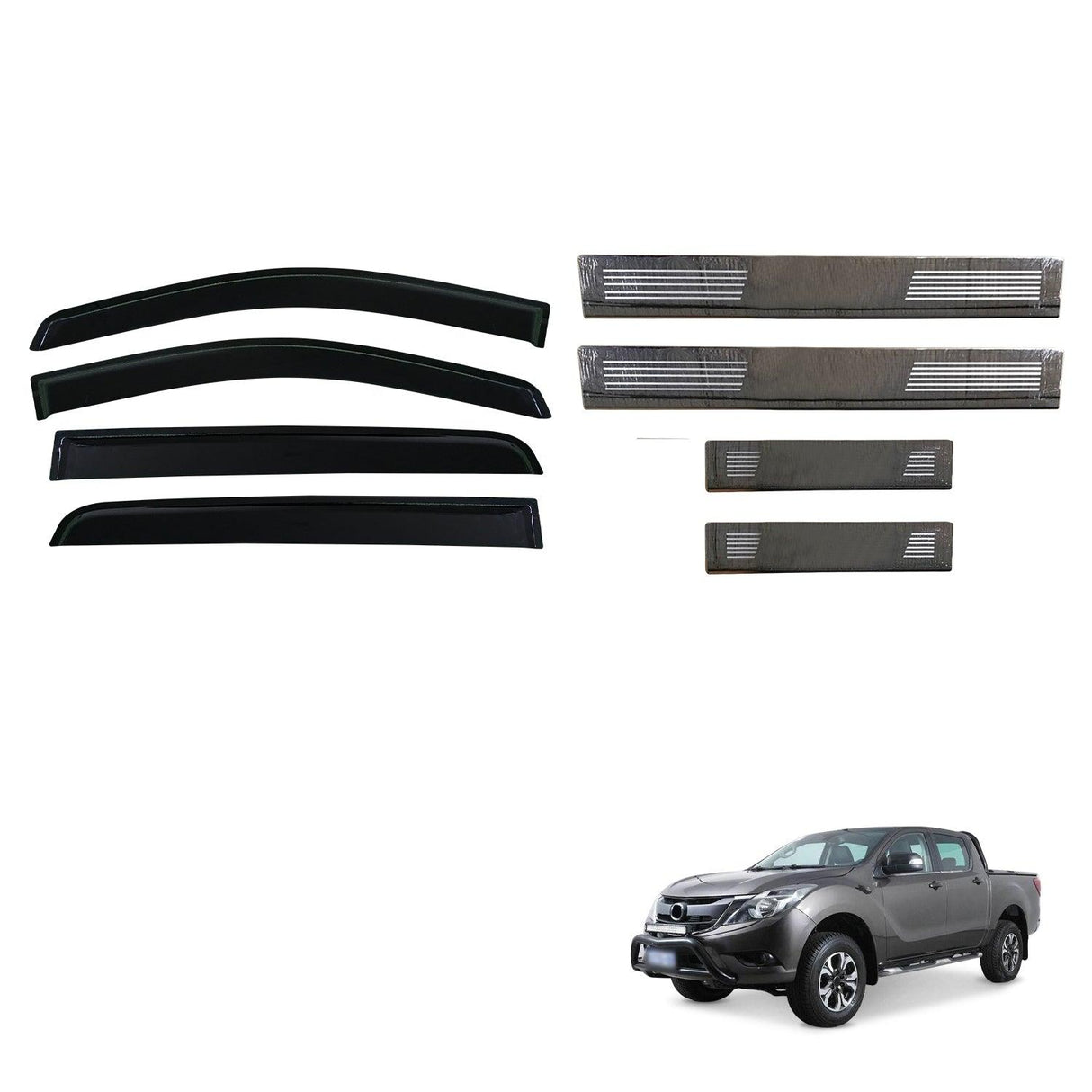 Weather Shields & Door Sill Protector for Mazda BT-50 BT50 Dual Cab 2011-2020