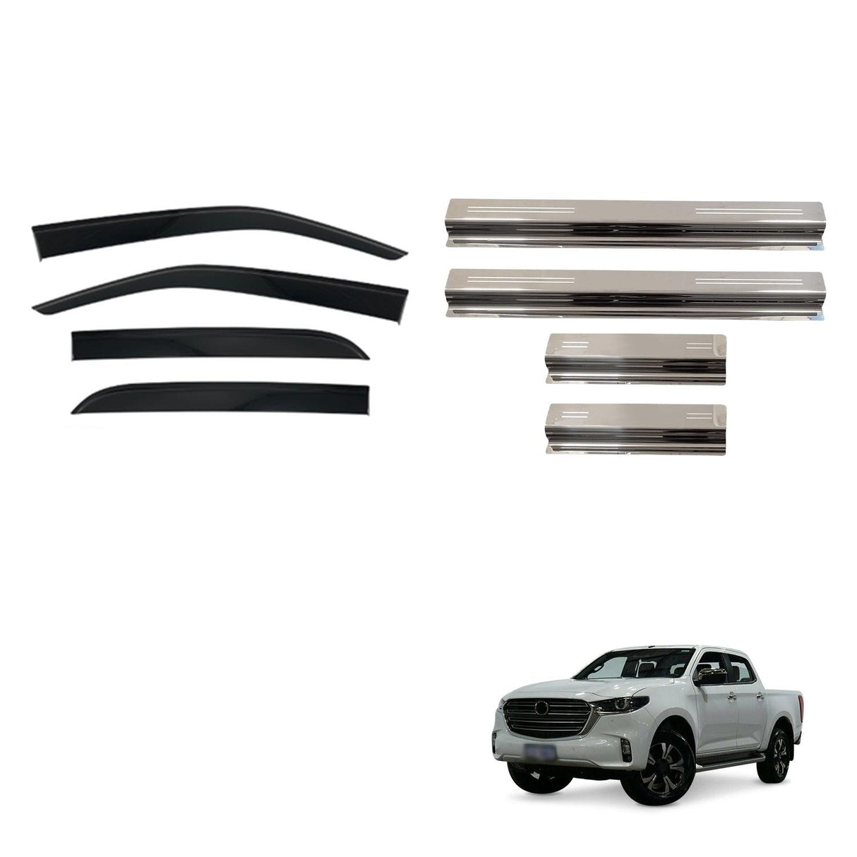 Weather Shields & Door Sill Protector for Mazda BT-50 BT50 Dual Cab 2020-Onwards