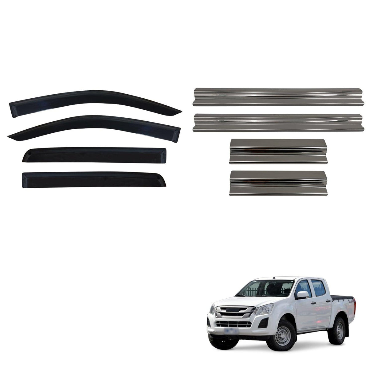 Weather Shields & Door Sill Protector for ISUZU D-MAX / DMAX Dual Cab 2012-2020