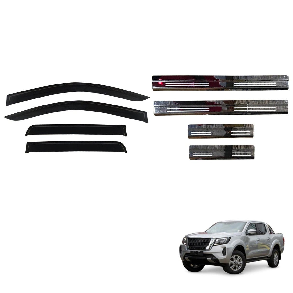 Weather Shields & Door Sill Protector For Nissan Navara NP300 Dual Cab D23