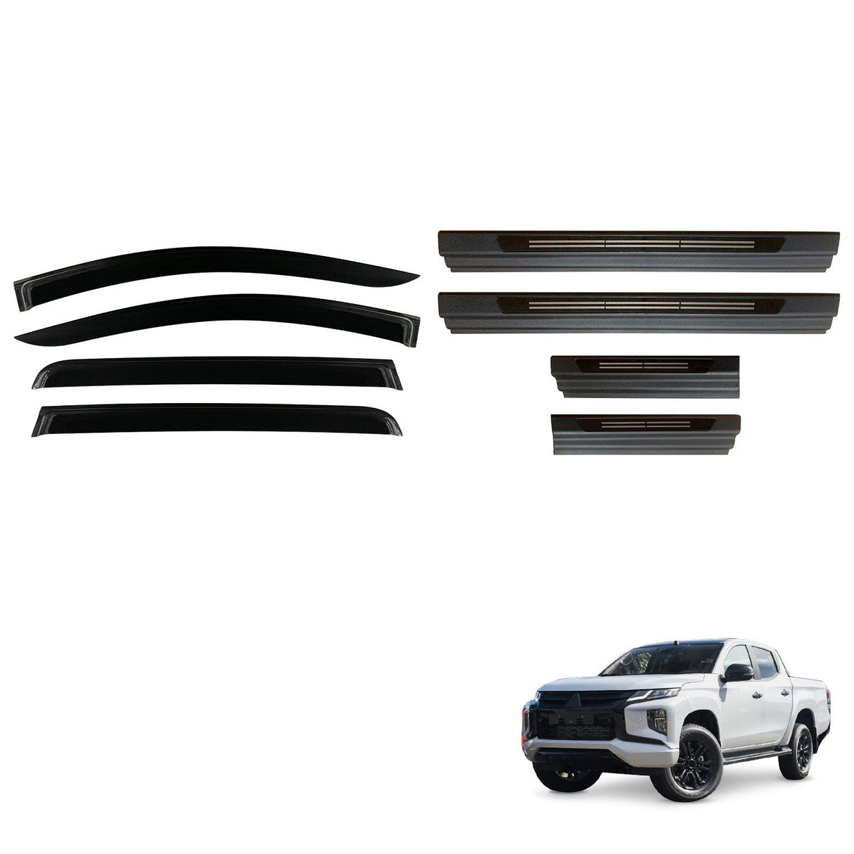 Weather Shields & Door Sill Protector for Mitsubishi Triton MQ MR Dual Cab 2015-2024