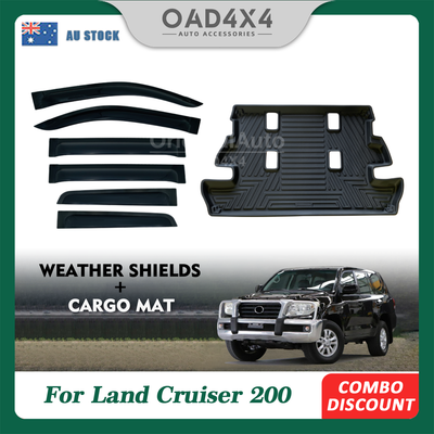 NEW Luxury 6pcs Weathershields & 3D TPE Cargo Mat For Toyota LandCruiser Land Cruiser 200 LC200 2007-2021 Window Visor Weather Shields + Boot Liner Trunk Mat