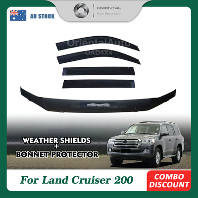 Injection Modeling Bonnet Protector & Injection Weathershield for Toyota Landcruiser Land Cruiser 200 LC200 2016-2021 Weather Shields Window Visor Hood Protector Bonnet Guard