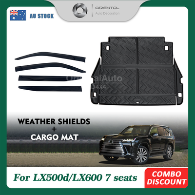 OAD Injection Weathershields & 3D Cargo Mat for Lexus LX500d LX600 7 Seats Weather Shields Window Visor Boot Mat