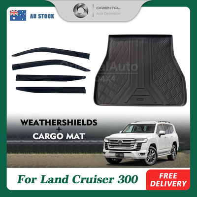 Injection Weathershields & 3D Cargo Mat for Toyota Landcruiser 300 2021-Onwards Land Cruiser 300 LC300 5 Seats Weather Shields Window Visor Boot Mat