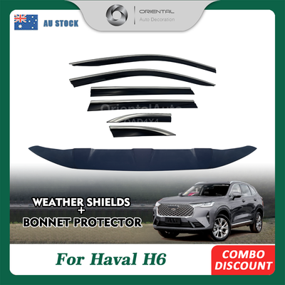 Luxury Bonnet Protector & Injection Stainless 6pcs Weathershields For Haval B01 Series H6 2021+ Weather Shields Window Visor Hood Protector Bonnet Guard