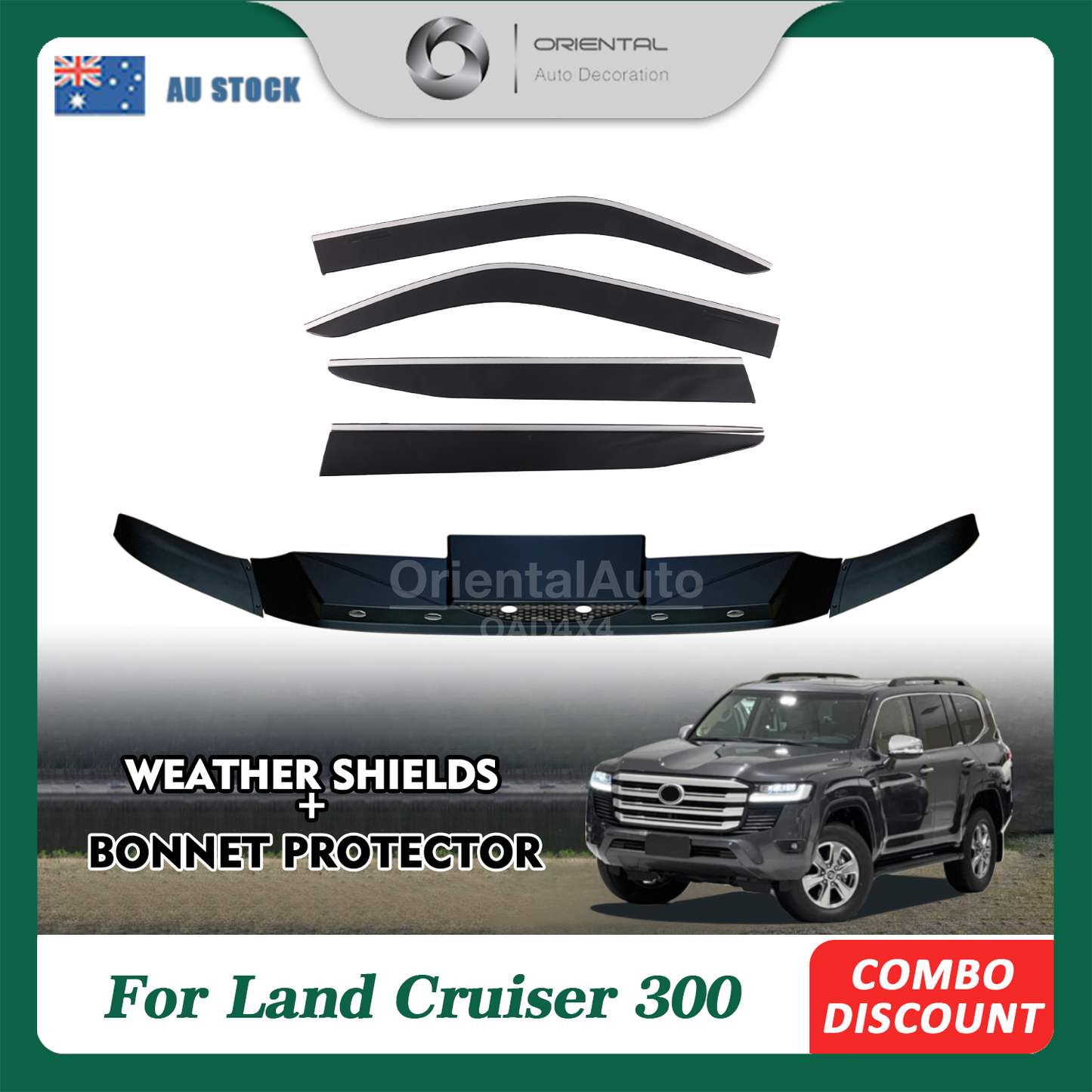 Injection Bonnet Protector & Injection Stainless Weathershields for Toyota Landcruiser 300 Land cruiser 300 LC300 2021+ Weather Shields Window Visor Hood Protector Bonnet Guard