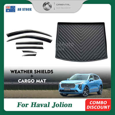 Injection Stainless steel Weathershields & 3D TPE Cargo Mat For Haval Jolion Hybrid 2021+ Cargo Mat Trunk Mat Boot Liner