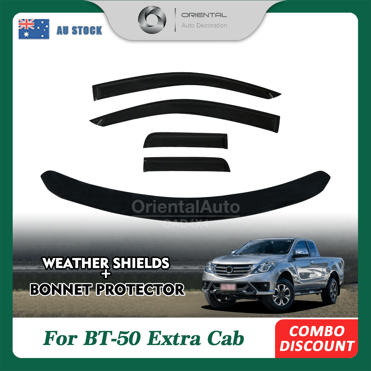 Bonnet Protector & Weather Shields for Mazda BT-50 BT50 Extra Cab 2011-2020 4PCS