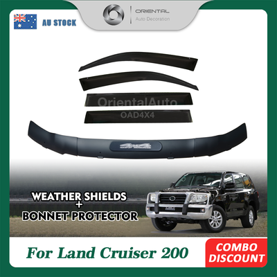 Injection Modeling Bonnet Protector & Premium Weathershield for Toyota Landcruiser Land Cruiser 200 LC200 2007-2015 Weather Shields Window Visor Hood Protector Bonnet Guard