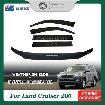 Injection Modeling Bonnet Protector & Premium Weathershield Weather Shields Window Visor for Toyota Landcruiser Land Cruiser 200 LC200 2016-2021 Hood Protector Bonnet Guard