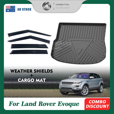 OAD Premium Weather Shields & 3D TPE Cargo Mat for Land Rover 5Door Evoque L538 2011-2018 Weather Shields Window Visor Boot Mat