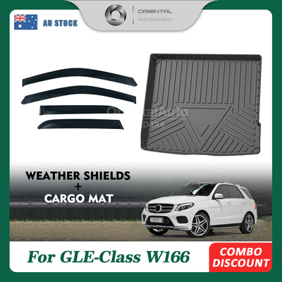 OAD Premium Weathershields & 3D TPE Cargo Mat for Mercedes Benz GLE-CLASS W166 2015-2019 Weather Shields Window Visor Boot Mat