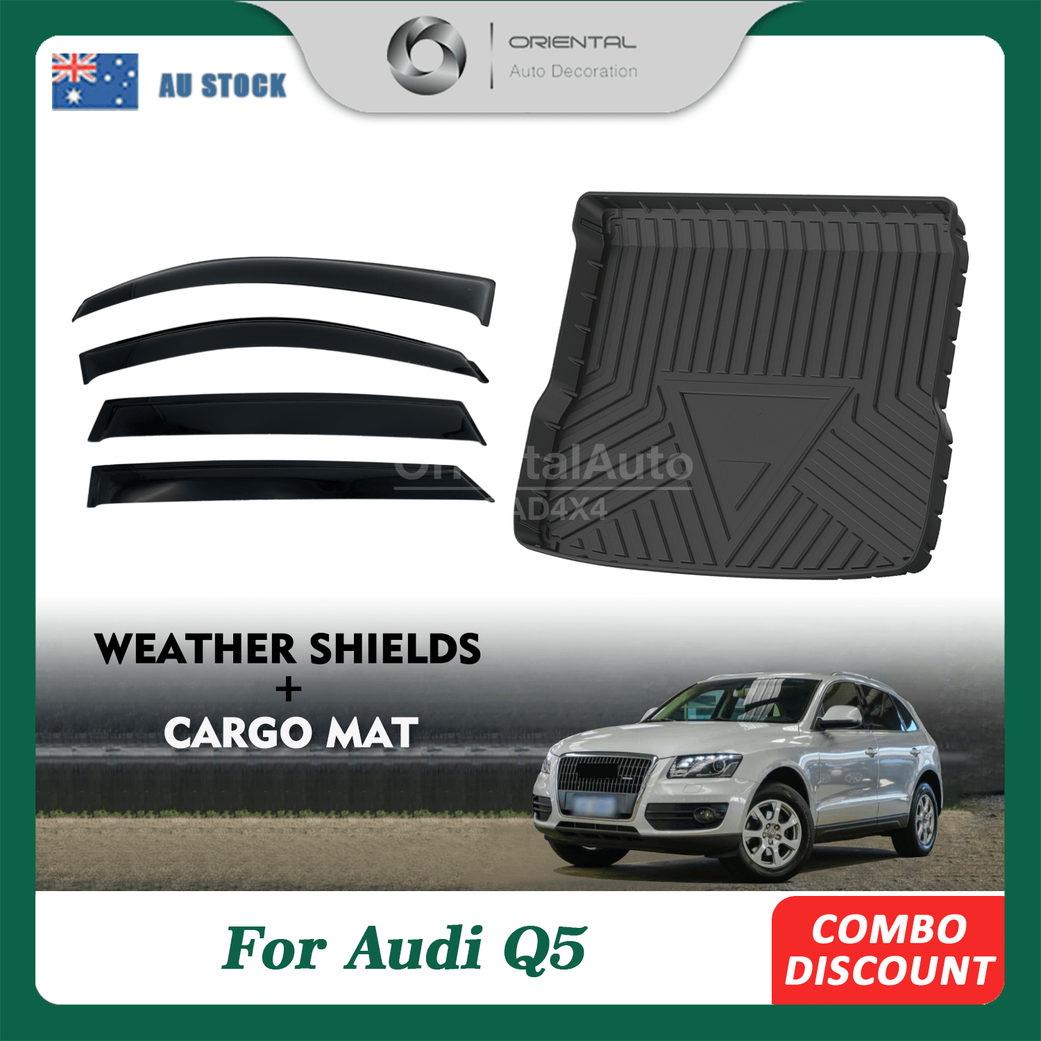 Premium Weathershields & 3D TPE Cargo Mat for Audi Q5 20092017 Weathe