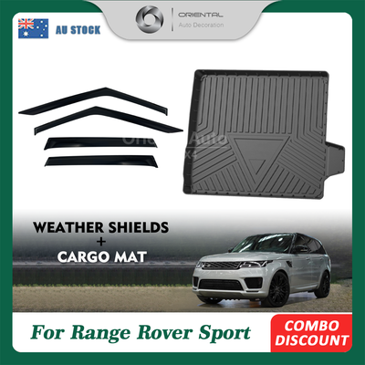 OAD Premium Weather shields & 3D TPE Cargo Mat for Land Rover Range Rover Sport L494 2013-2022 Weather Shields Window Visor Boot Mat