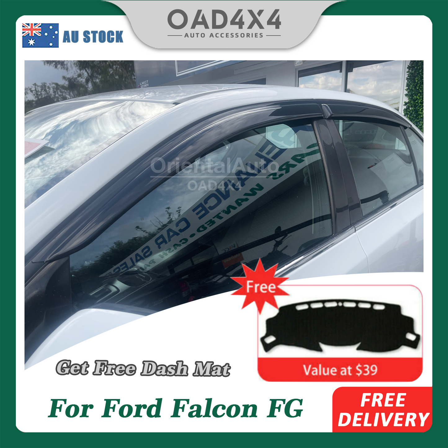 Luxury Weathershields Weather Shields for Ford Falcon FG 2008-2011 +Free Dash Mat