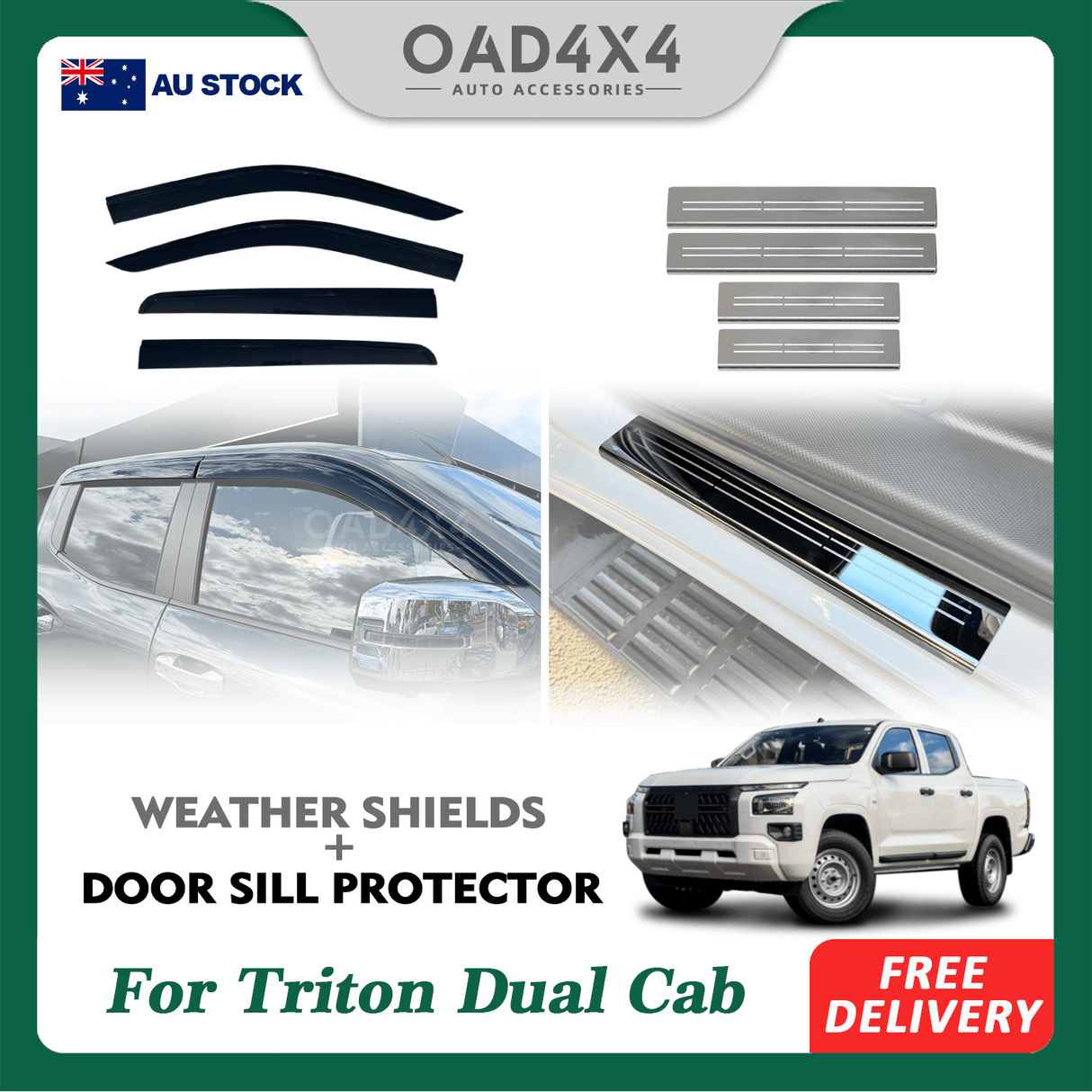 Weather Shields & Door Sill Protector for Mitsubishi Triton MV All-New Dual Cab 2024-Onwards