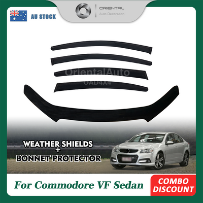 Bonnet Protector & Luxury Weathershields Weather Shields Window Visor For Holden Commodore VF Sedan 2013-2016