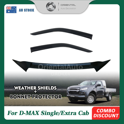 Injection Modeling Bonnet Protector & Luxury Weathershield for ISUZU DMAX D-MAX Single / Extra Cab 2020+ Weather Shields Window Visor Hood Protector Bonnet Guard
