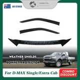 Bonnet Protector & Luxury Weather Shields for ISUZU DMAX D-MAX Single / Extra Cab 2020-Onwards