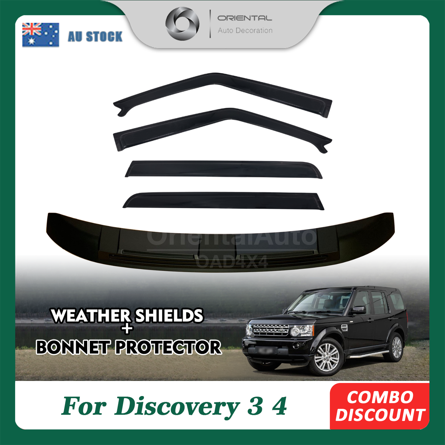 Bonnet Protector & Luxury Weathershield for Land Rover Discovery 3 4 2004-2017 Weather Shields Window Visor Hood Protector Guard