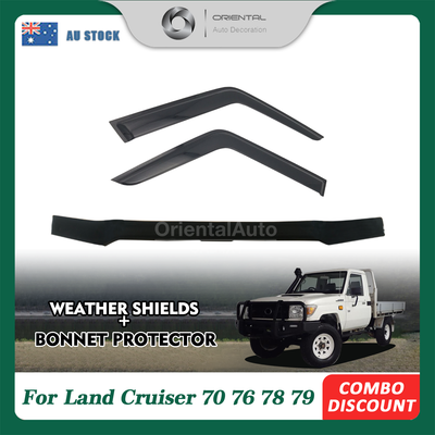 Bonnet Protector & Luxury Weathershields Weather Shields Window Visor for Toyota Landcruiser Land cruiser 70 76 78 79 LC70 LC76 LC78 LC79 2007-2016