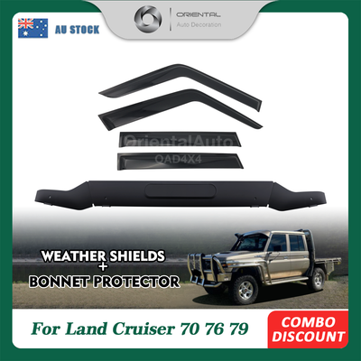 Injection Bonnet Protector & Luxury Weathershield for Toyota LandCruiser Land Cruiser 70 76 79 LC70 LC76 LC79 2007-2023 Weather Shields Window Visor Hood Protector Bonnet Guard
