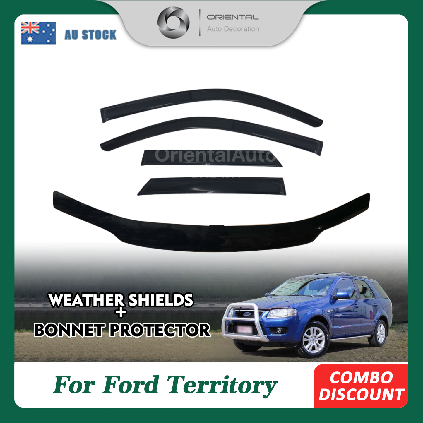 Bonnet Protector & Luxury Weathershields Weather Shields Window Visor For Ford Territory 2004-2011