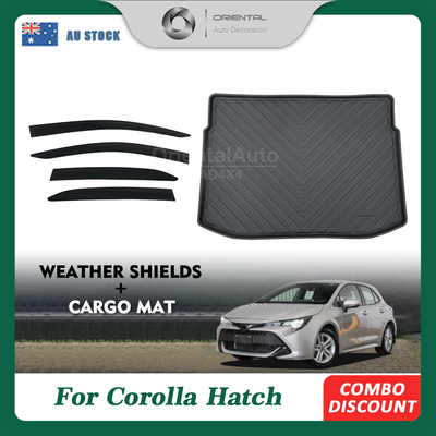 Luxury Weathershields & 3D Cargo Mat for Toyota Corolla Hatch 2018-Onwards Weather Shields Window Visor Boot Mat Trunk Mat