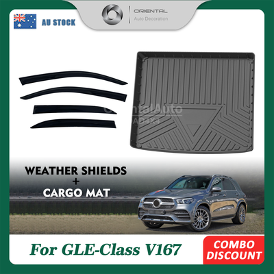 OAD Luxury Weather Shields & 3D TPE Cargo Mat for Mercedes Benz GLE-CLASS V167 2019+ Weathershields Window Visor Boot Mat