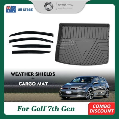 OAD Luxury Weather Shields & 3D TPE Cargo Mat For Volkswagen Golf 7th Gen 2013-2020 Weathershields Window Visor Boot Mat
