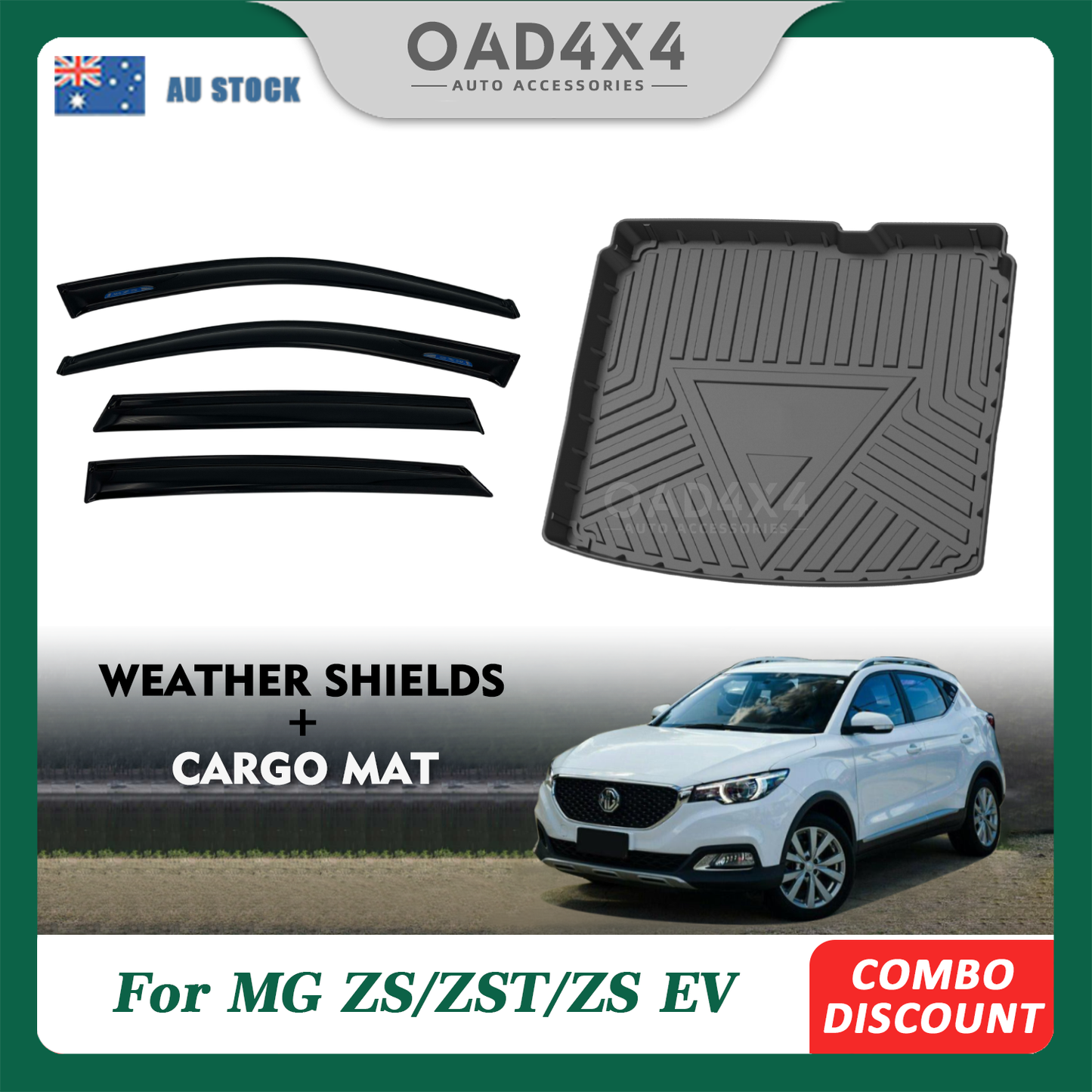 OAD Luxury Weathershields & 3D TPE Cargo Mat for MG ZS / ZST 2018+ Weather Shields Window Visor Boot Mat