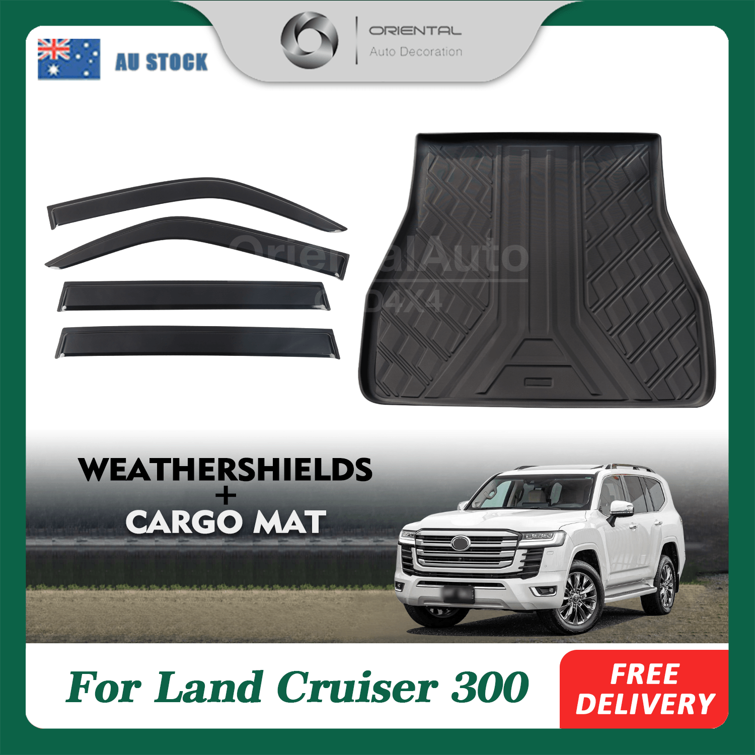 Luxury Weathershields & 3D Cargo Mat for Toyota Landcruiser 300 Series OAD4X4 Accessories