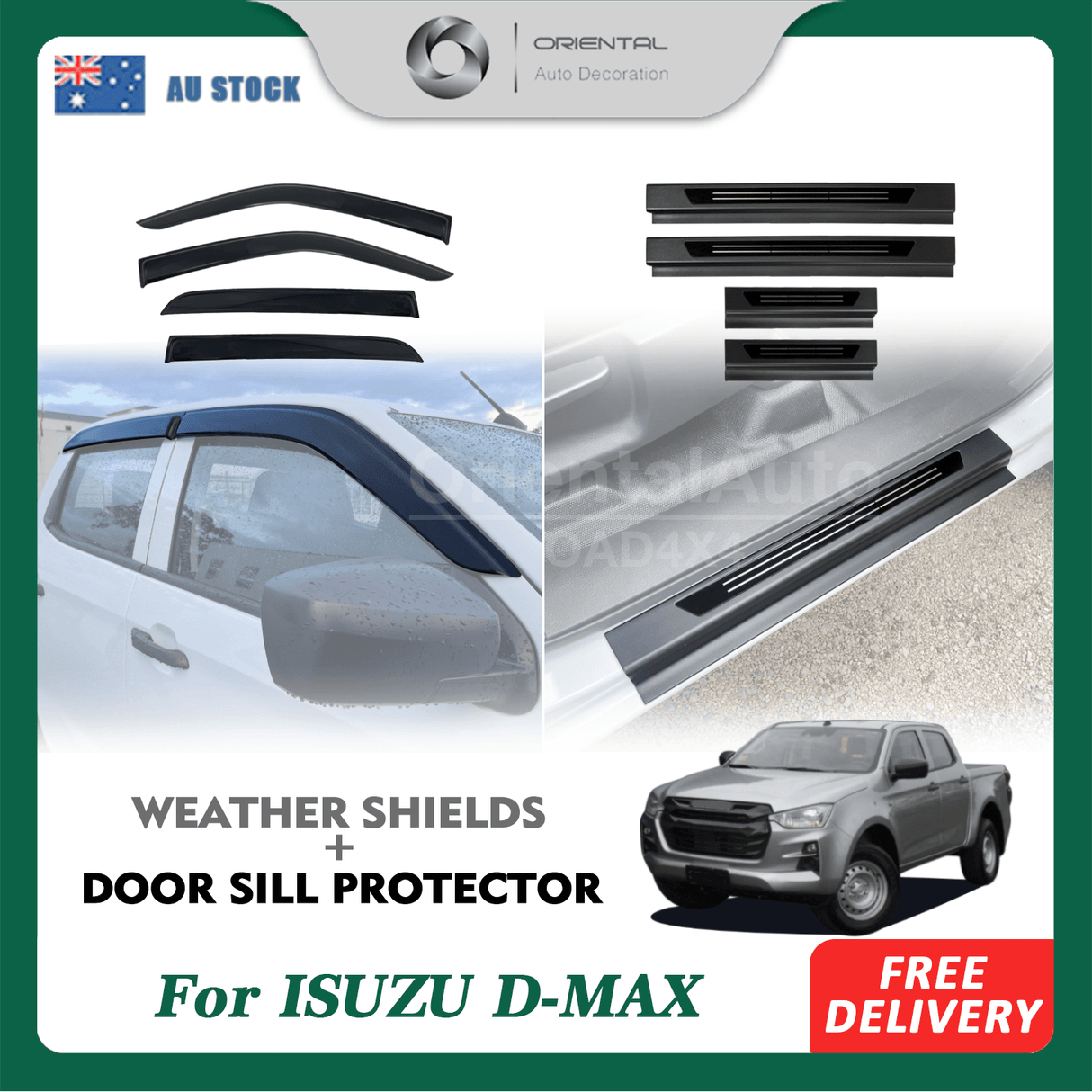 Weather Shields & Door Sill Protector for ISUZU DMAX D-MAX Dual Cab 2020-Onwards