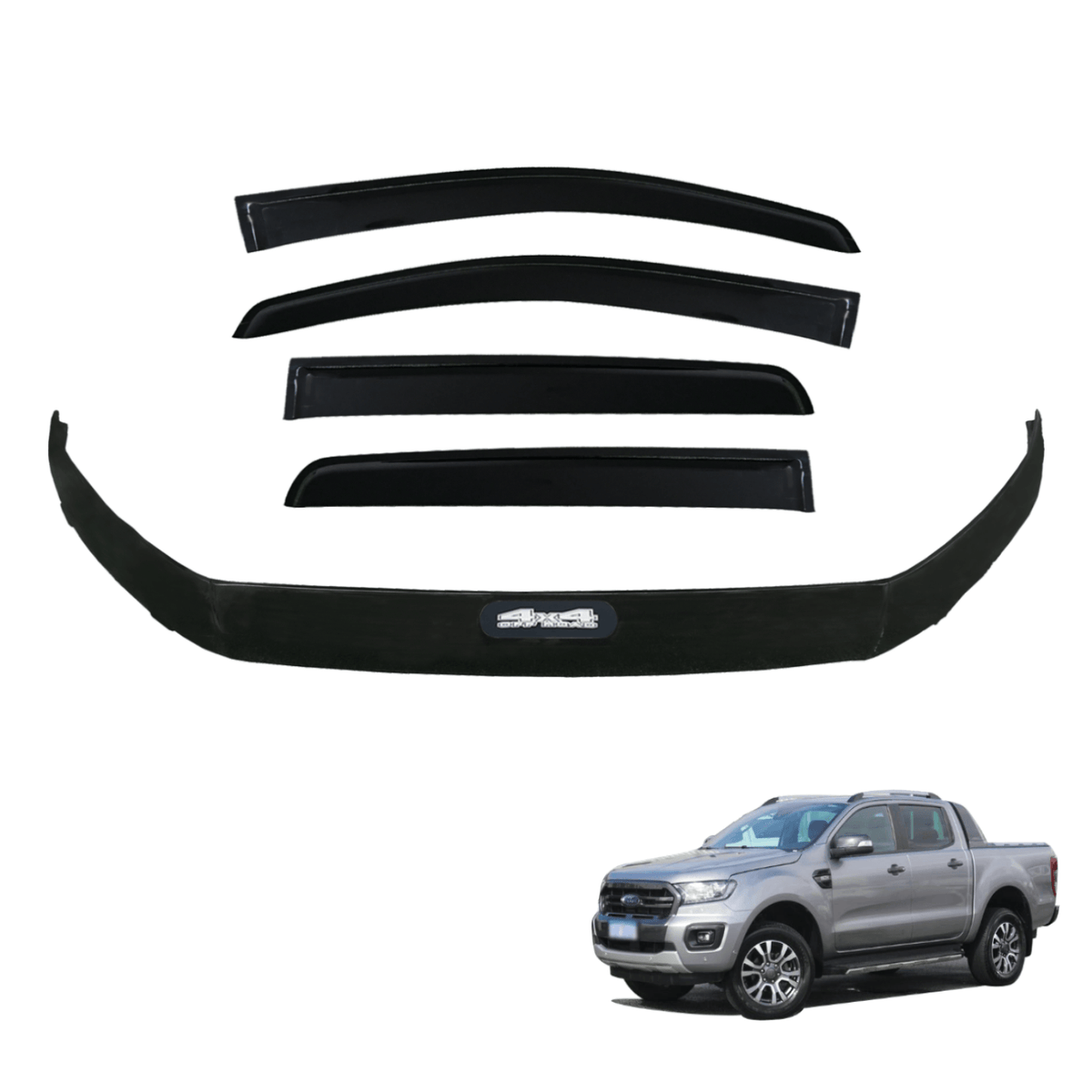 Bonnet Protector & Injection Weathershields for Ford Ranger Dual Cab 2 ...