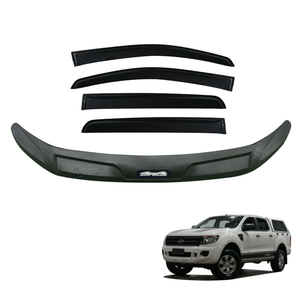 Bonnet Protector & Injection Weather Shield for Ford Ranger Dual Cab 2012-2015