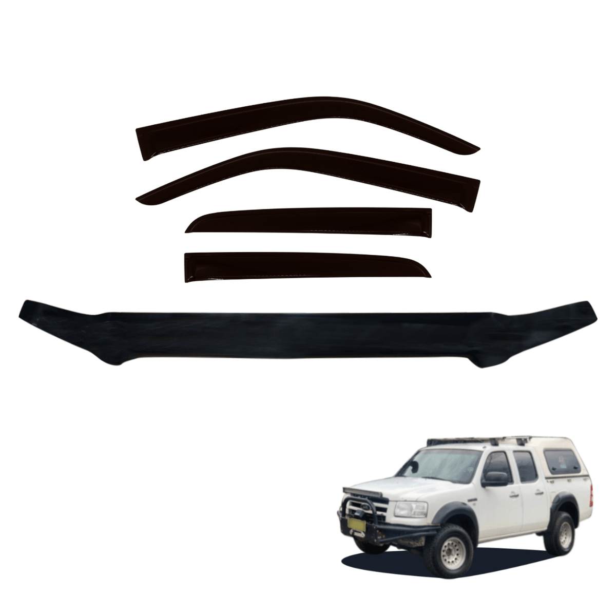 Bonnet Protector & Luxury Weathershields for Ford Ranger PJ Dual Cab 2 ...