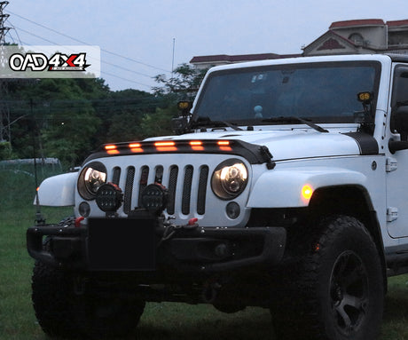 Bonnet Protector with LED Lights for Jeep Wrangler JK 4D 2007-2018