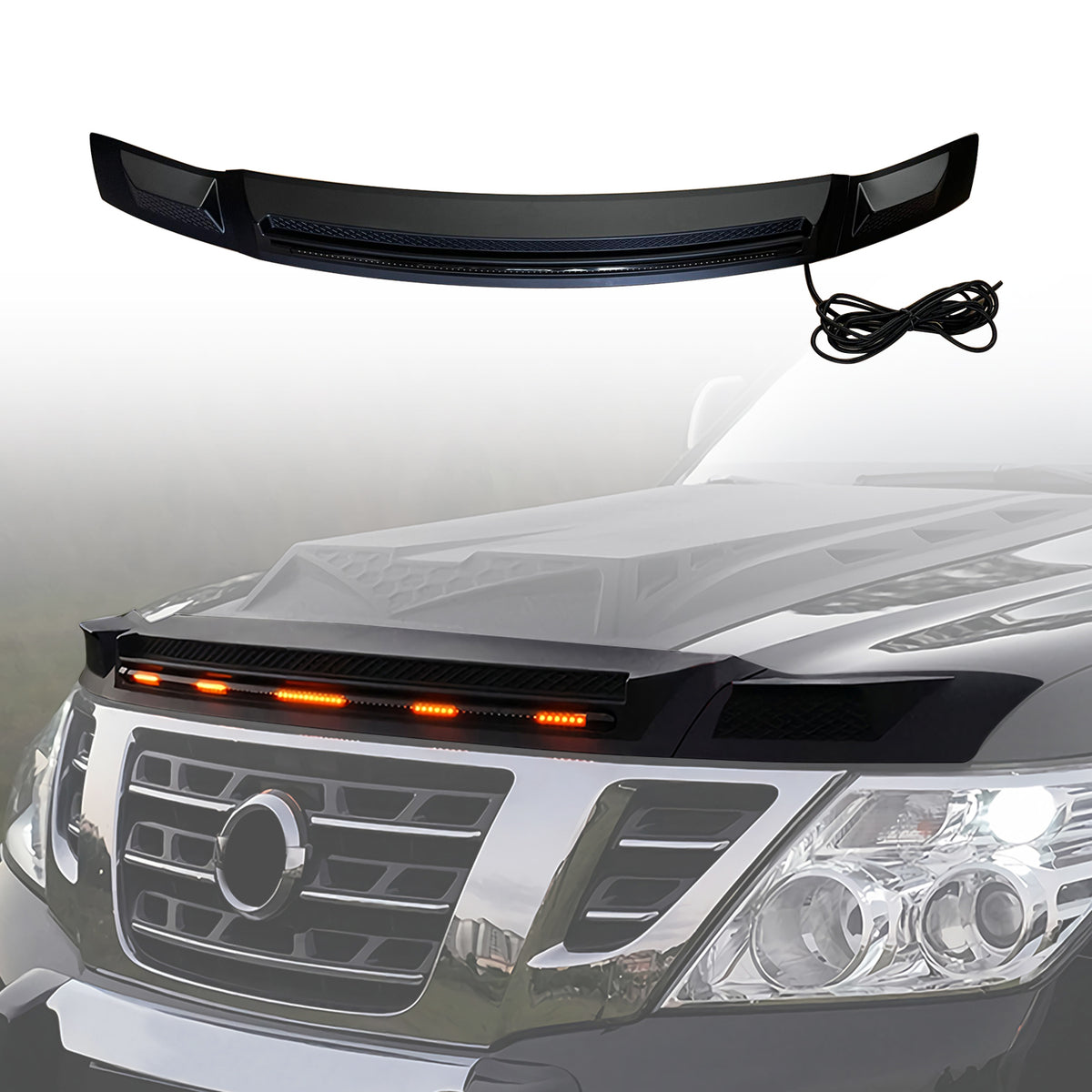 Bonnet Protector with LED Lights for Nissan Patrol Y62 2012-2019 ...