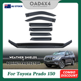 Bonnet Protector & Widened Luxury Weather Shields for Toyota Land Cruiser Prado 150 2018-2024 6PCS