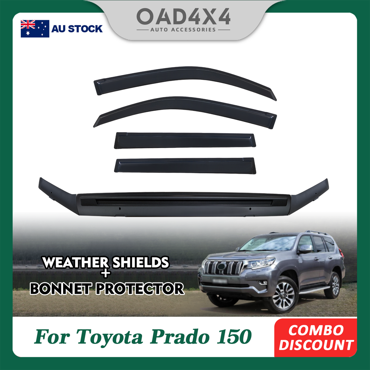 Bonnet Protector & Weather Shields for Toyota Land Cruiser Prado 150 2018-2024